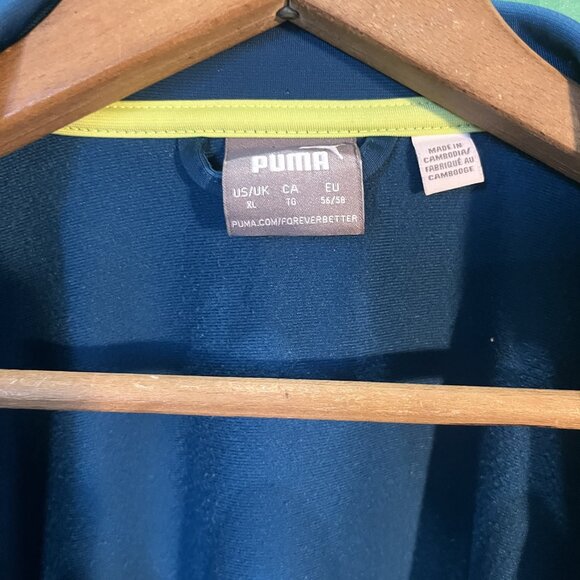 PUMA Blue Yellow Track Jacket Men’s Size XL Full Zip Athletic Training - Picture 6 of 6